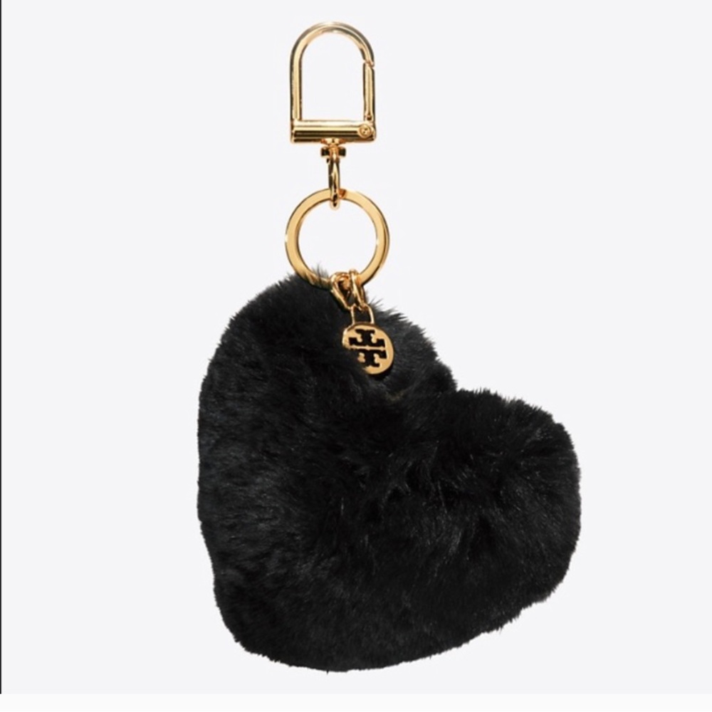Tory Burch furry heart keychain